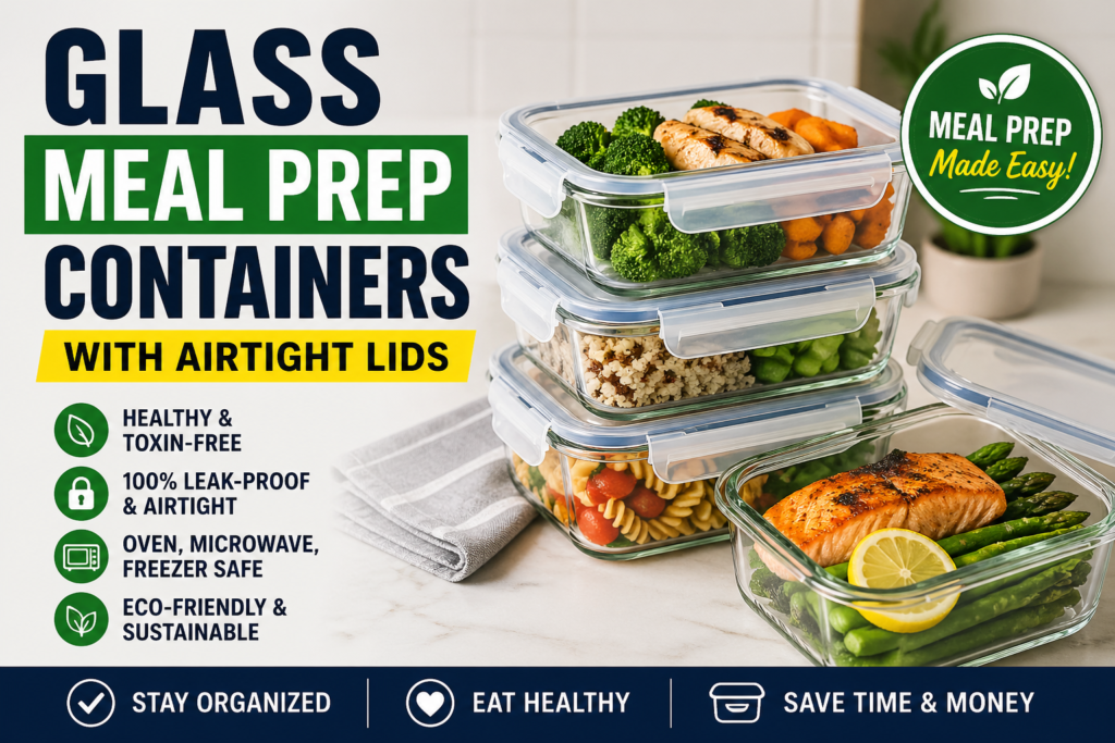 Glass Meal Prep Containers with Airtight Lids