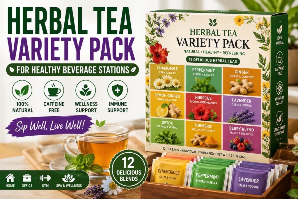 Herbal Tea Variety Pack for Healthy Beverage Stations