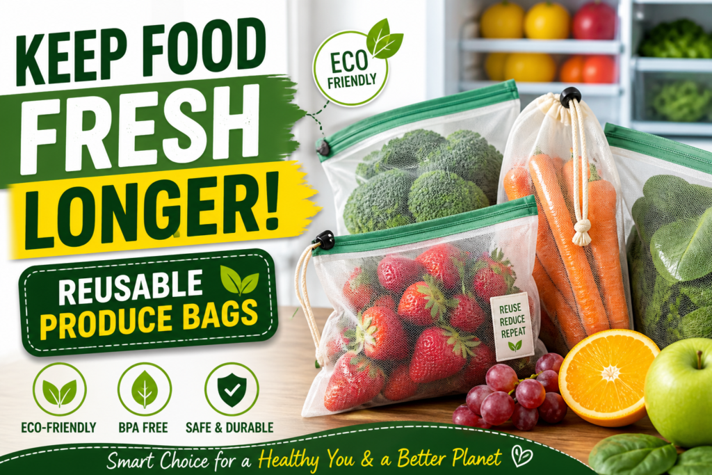 Reusable Produce Storage Bags for Fresh Foods