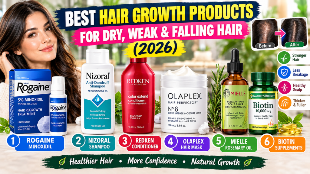 Best Hair Growth Products for Dry, Weak & Falling Hair (2026)