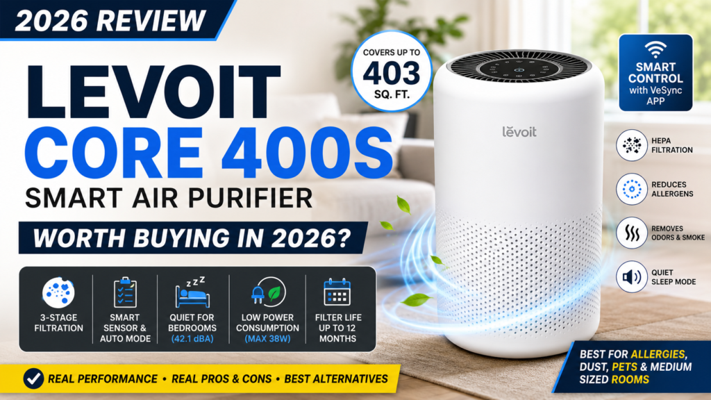 Levoit Core 400S Review (2026): Is This Smart Air Purifier Worth Buying for Allergies, Dust, Smoke, Odors, Bedrooms & Medium-Sized Rooms?