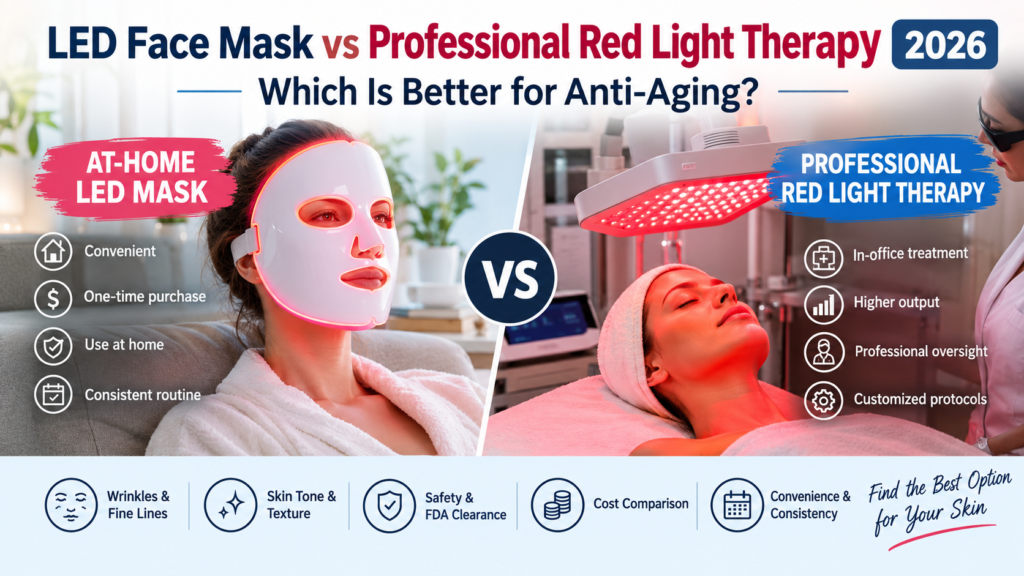 LED Face Mask vs Professional Red Light Therapy 2026: Which Is Better for Anti-Aging?