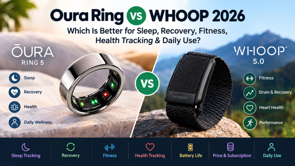 Oura Ring vs WHOOP 2026: Which Is Better for Sleep, Recovery, Fitness, Health Tracking & Daily Use?