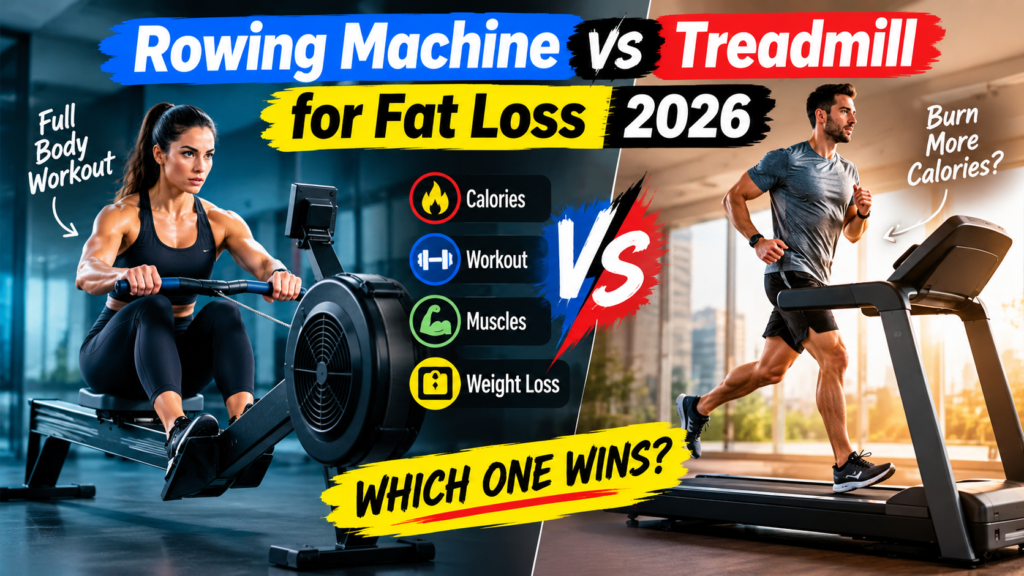 Rowing Machine vs Treadmill for Fat Loss 2026: Calories, Workout, Muscles & Weight Loss Compared