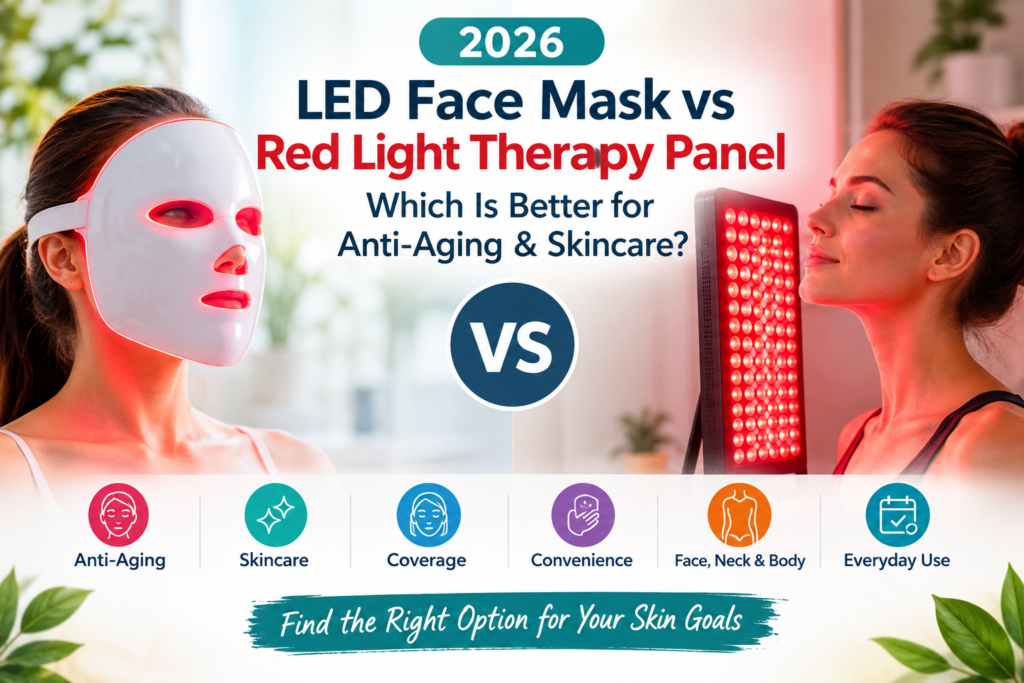LED Face Mask vs Red Light Therapy Panel 2026: Which Is Better for Anti-Aging & Skincare?