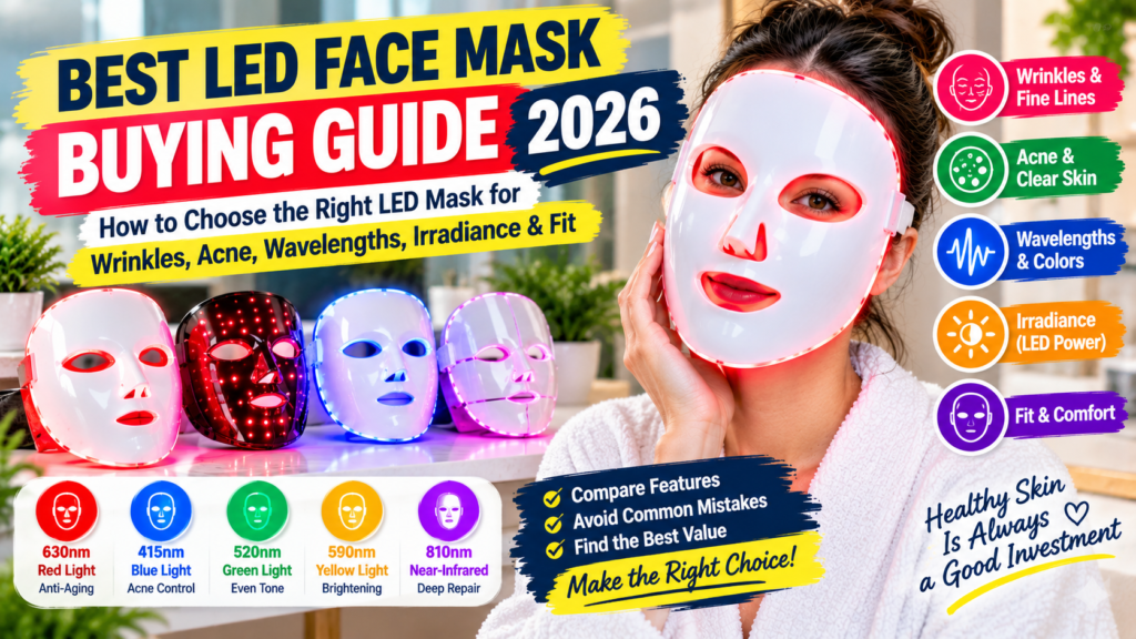 Best LED Face Mask Buying Guide 2026: How to Choose the Right LED Mask for Wrinkles, Acne, Wavelengths, Irradiance & Fit